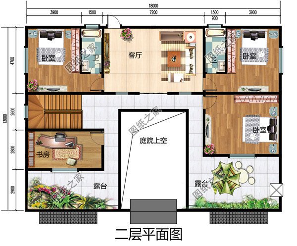 180平方米农村二层别墅四合院建筑设计图纸