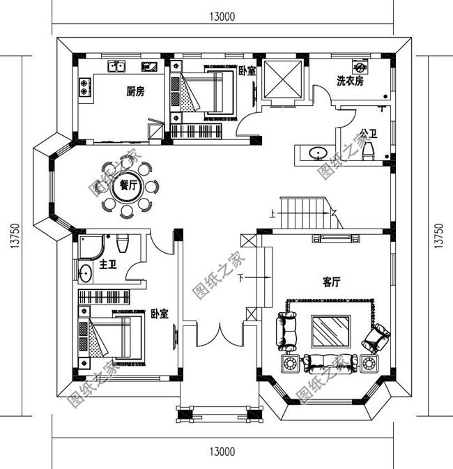 农村二层房屋设施工计纸图