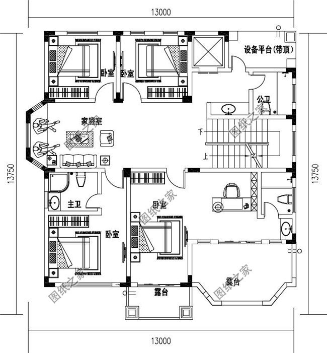 农村二层房屋设施工计纸图