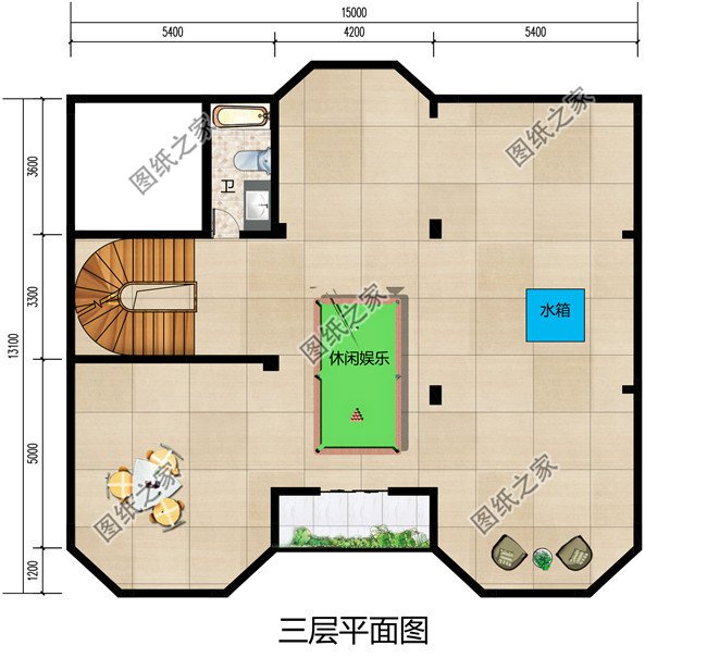 五十万二层半乡村别墅，客厅挑空设计，占地200平米左右