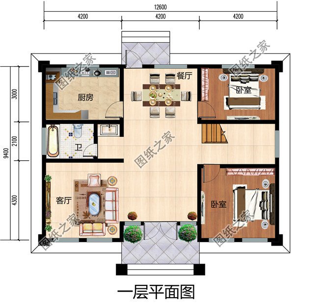 独栋经济型二层小别墅房屋设计图，含全套施工图效果图