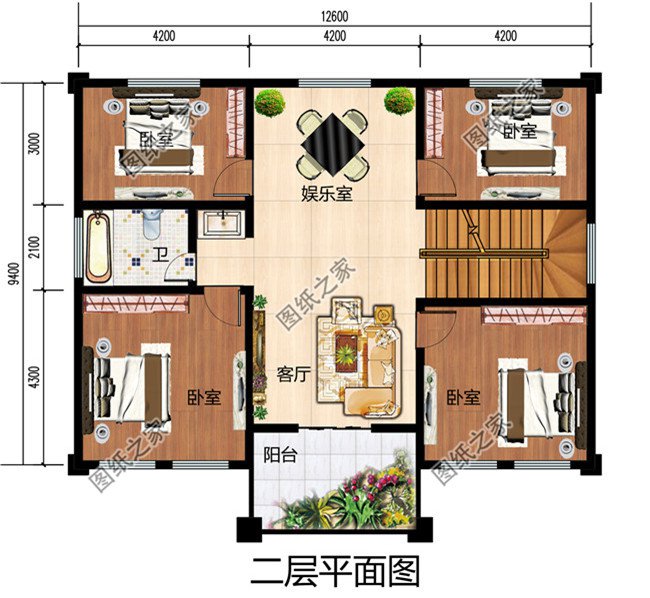 独栋经济型二层小别墅房屋设计图，含全套施工图效果图