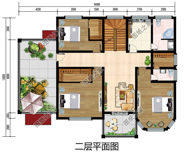 180平米农村二层小别墅设计图，外观漂亮，带露台