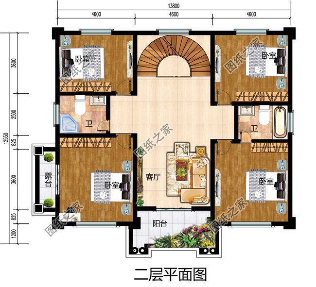 农村三间四层楼房设计图，农村轻奢型四层别墅