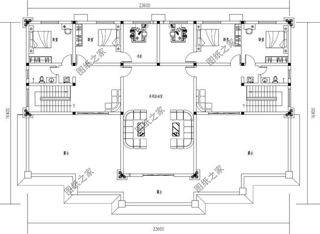 350平方米新农村双拼带阁楼别墅施工设计图纸及效果图