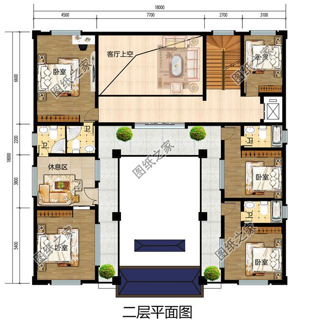 新农村中式三层四合院别墅设计户型图，农村自建四合院效果图