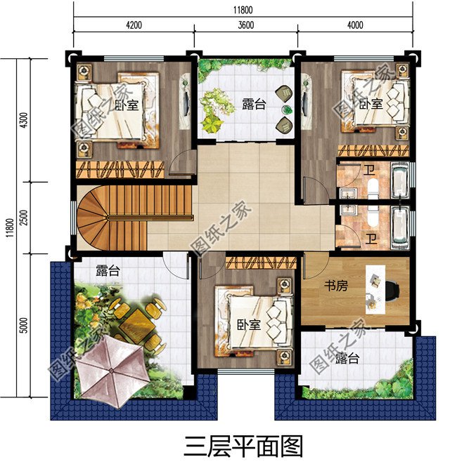 三层新农村140平方米房屋设计图纸，全套施工图及效果图