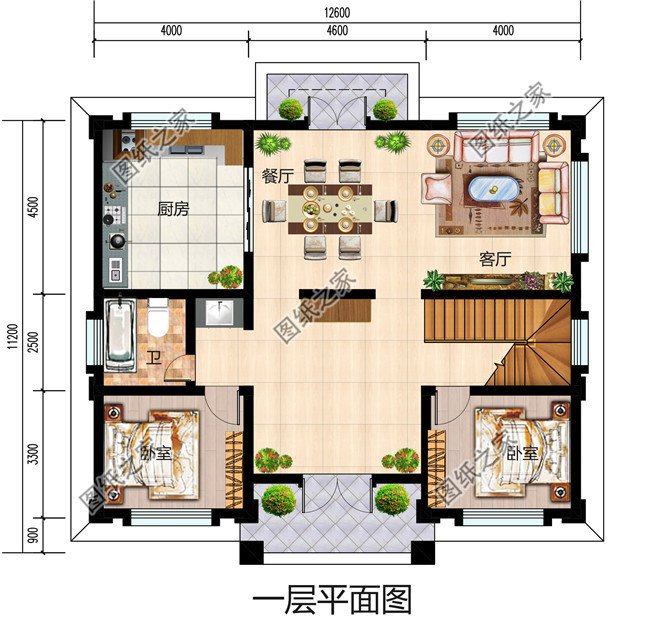 125平方米三层新农村房屋建筑施工设计图带外观图