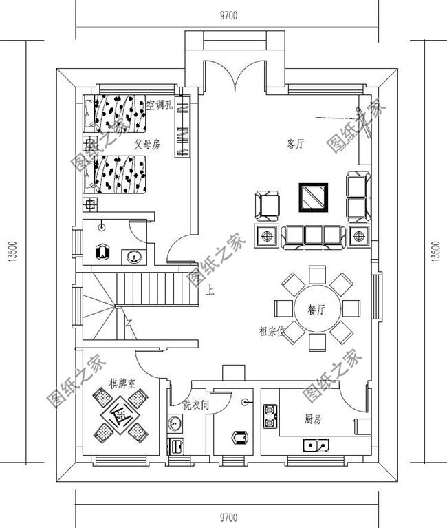 三层新农村自建小户型一层户型图