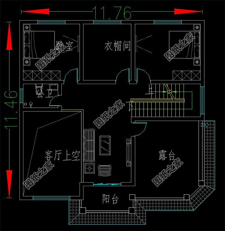 二层欧式别墅方案二层户型图