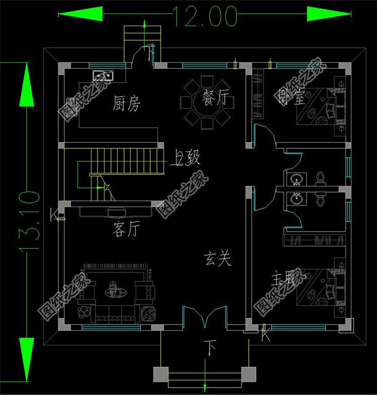 三层农村自建房一层户型图