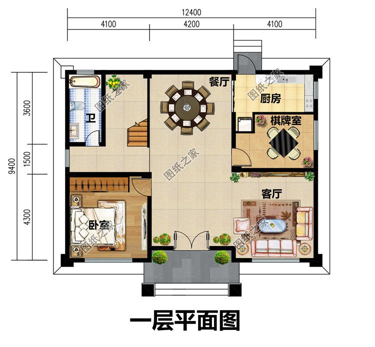 独栋经济型二层小别墅房屋设计图，含全套施工图效果图