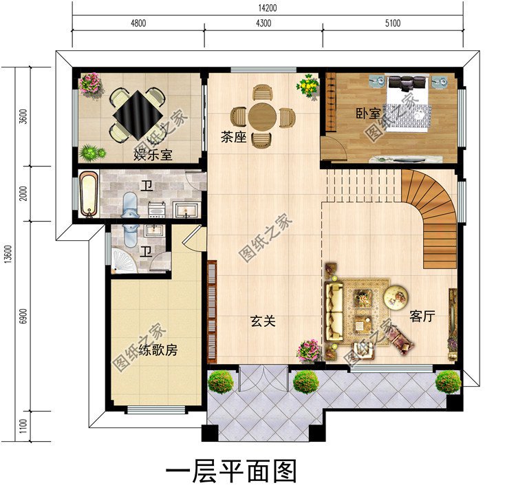 新式160平方米农村三层楼房设计图，客厅中空