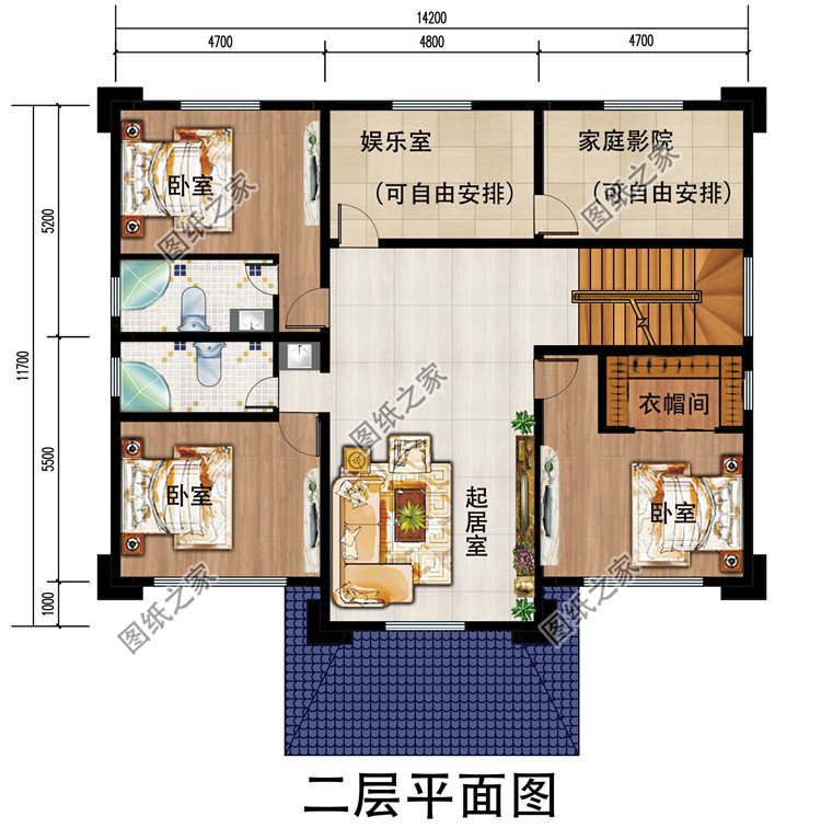 新中式农村50万三层别墅款式图，占地面积160平米左右