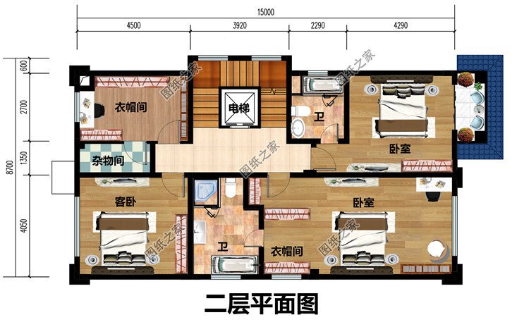 进深15米新农村三层房屋设计图纸，农村住宅设计图集