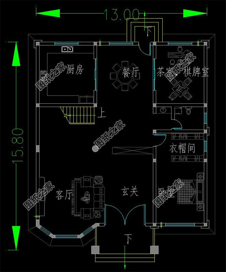 四层农村自建房一层户型图