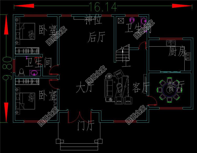 四层欧式别墅一层设计图