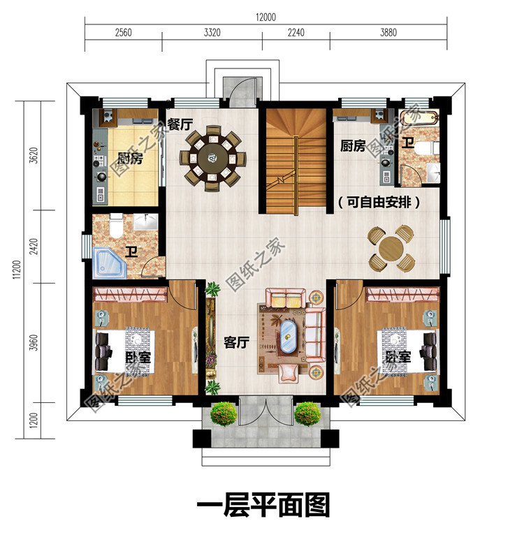 独栋经济型二层小别墅房屋设计图，含全套施工图效果图