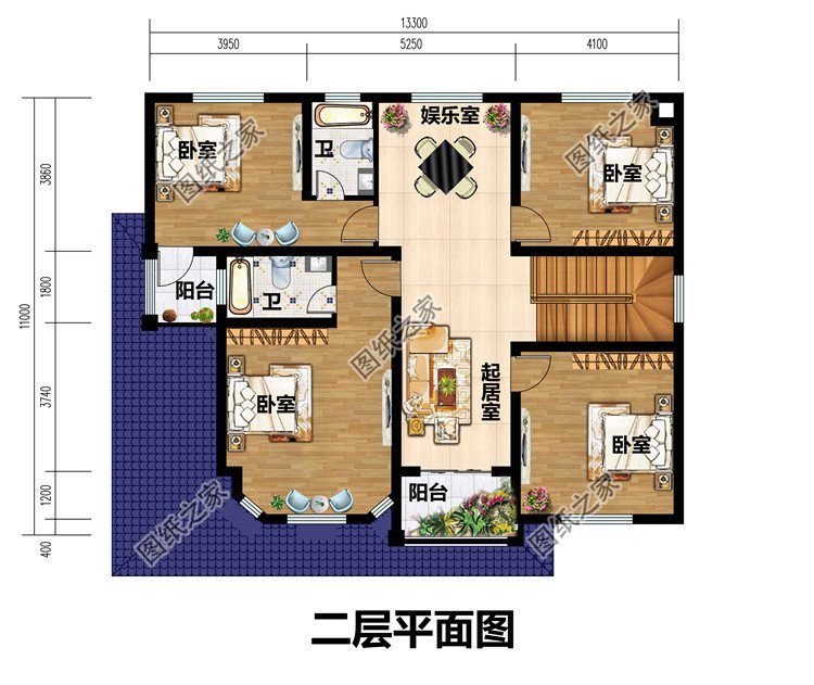 新农村自建二层楼房户型设计图，简单大气，外观漂亮精致