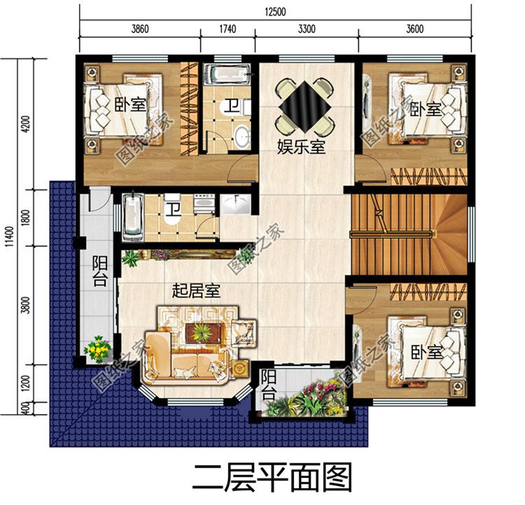 新农村自建二层楼房户型设计图，简单大气，外观漂亮精致