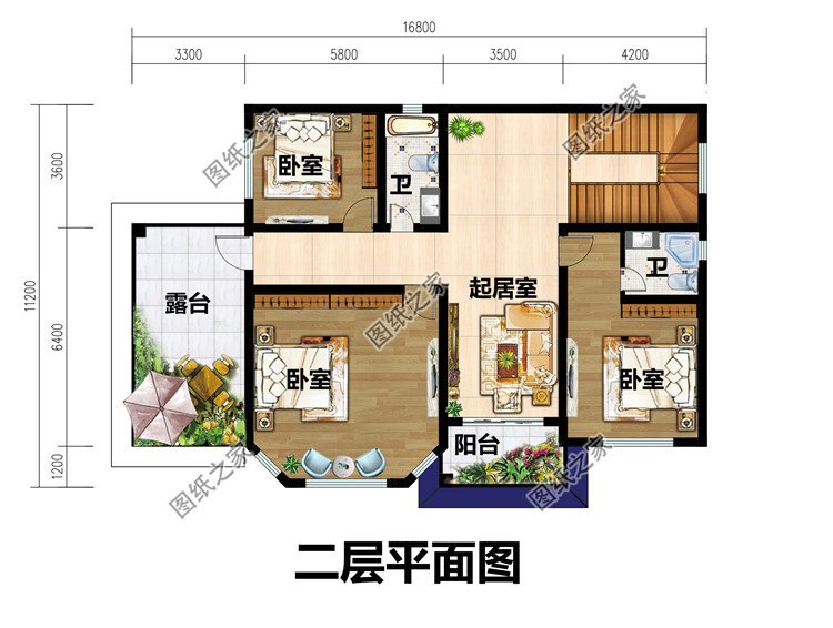 160平米二层欧式别墅设计二层平面图