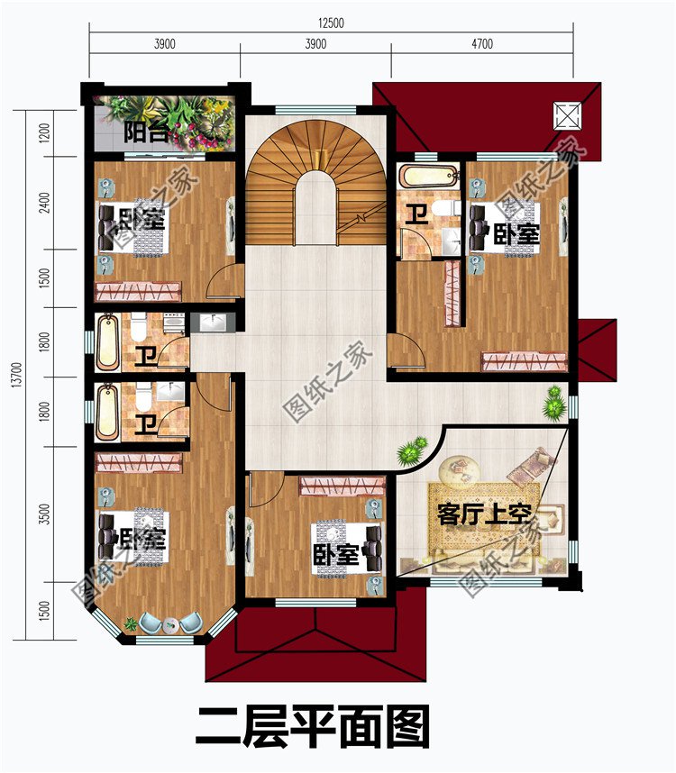 160平米大户型三层别墅设计