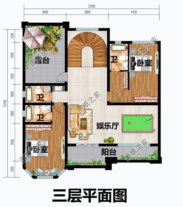 160平米大户型三层别墅设计