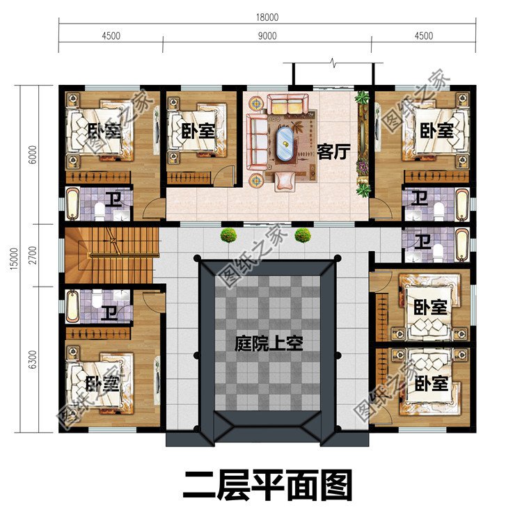 18X15米三层四合院别墅