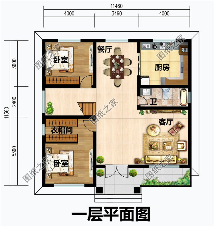 简单农村二层自建房设计图一层平面图