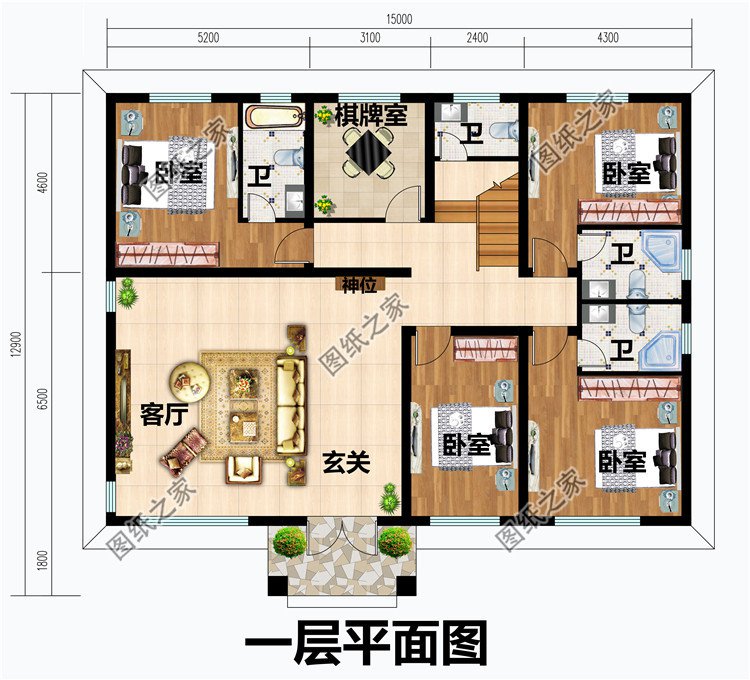 乡下建房一层半户型图