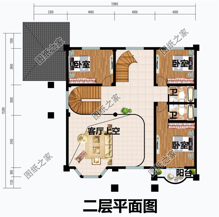 最新高端大全四层别墅外观效果图