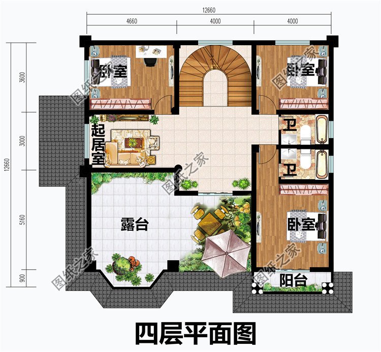 最新高端大全四层别墅外观效果图