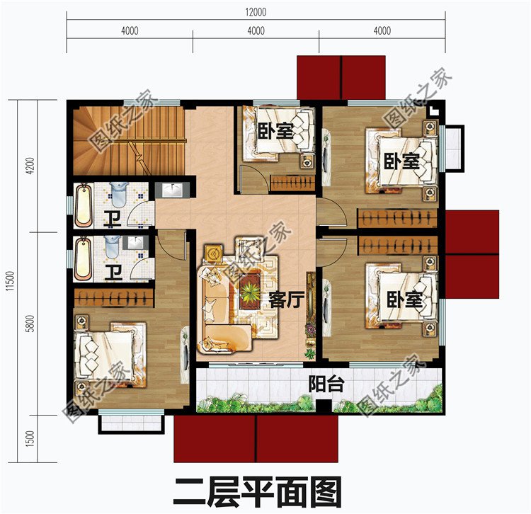 开间12米的三层简欧别墅设计图