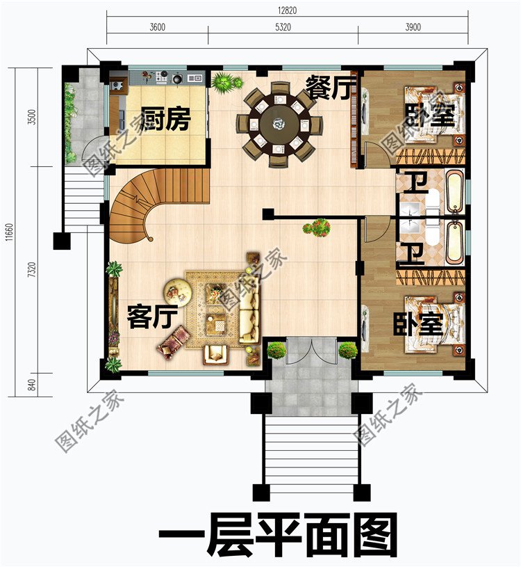 带地下室的三层欧式别墅户型设计图