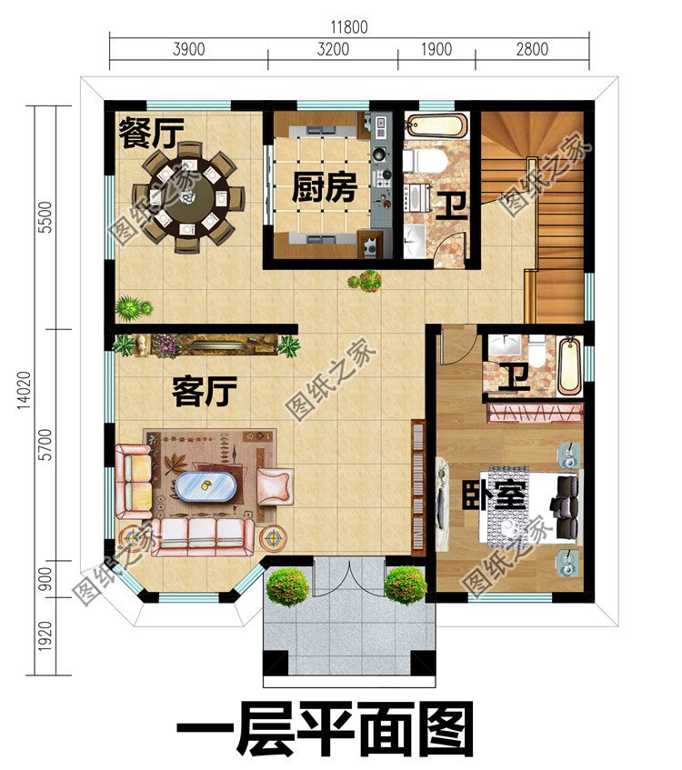 进深14米的二层小别墅设计图