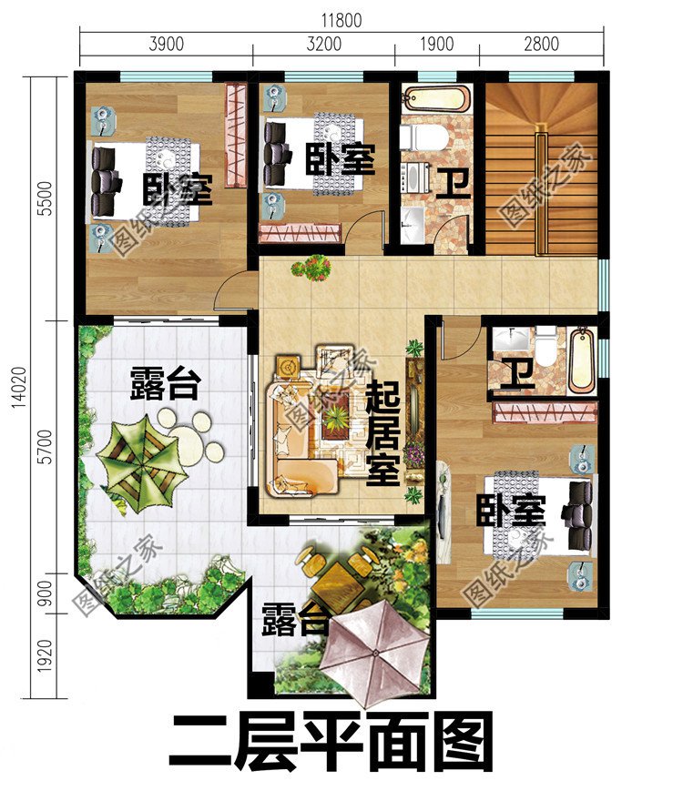 进深14米的二层小别墅设计图