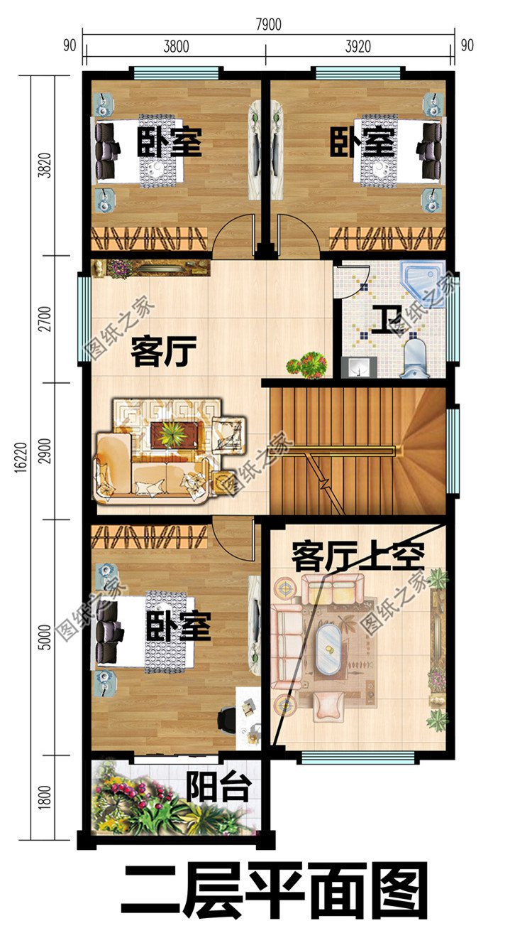 面宽8米的新农村三层自建房设计图