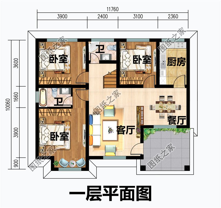 12米×10米左右一层别墅平房