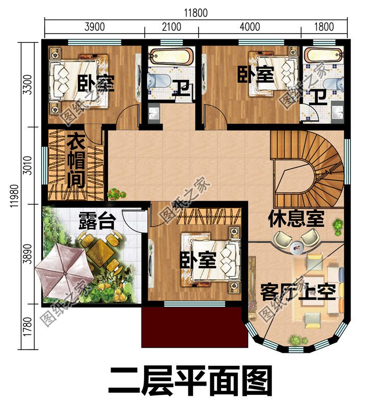 新农村自建20万二层小楼外观图