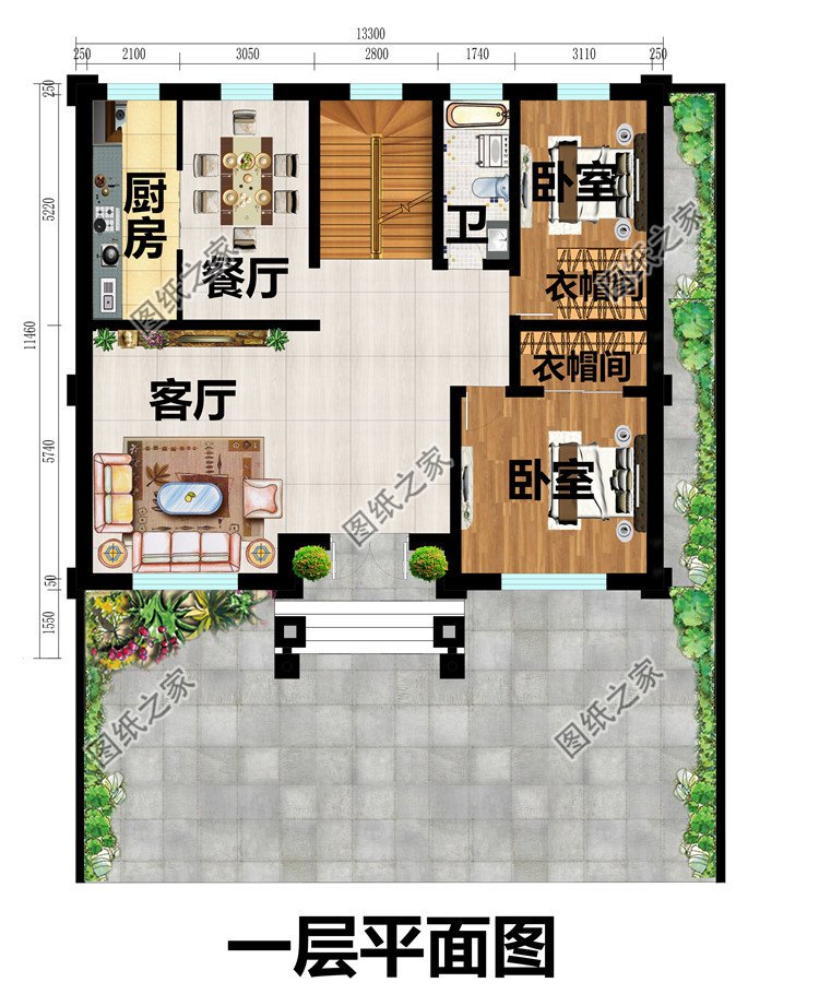 带地下室三层豪华大气新农村房屋设计图