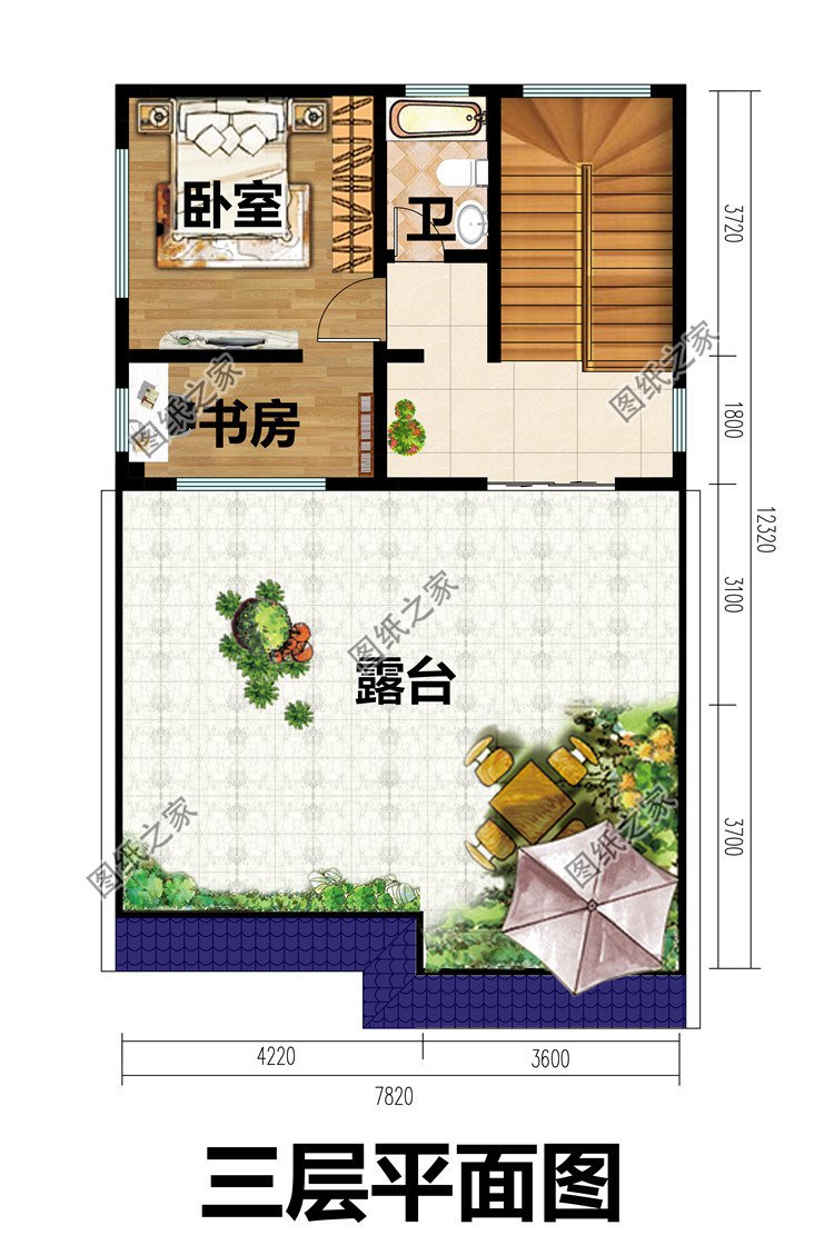 90平方米小户型自建三层房屋设计图