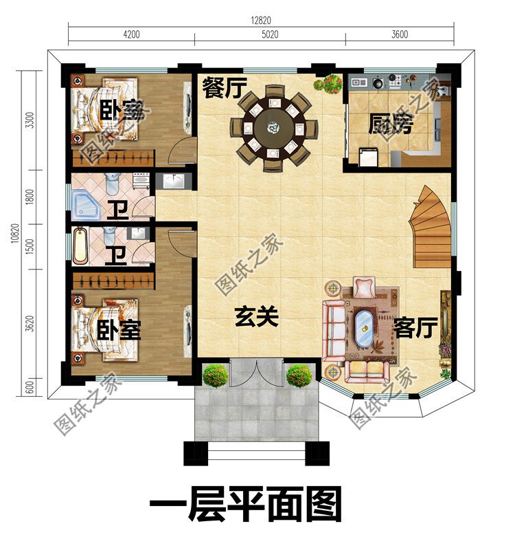 农村三层欧式别墅豪宅户型图设计方案