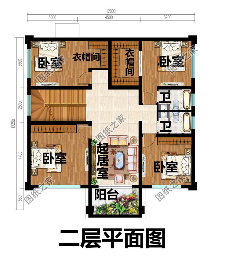 方正对称二层农村自建别墅