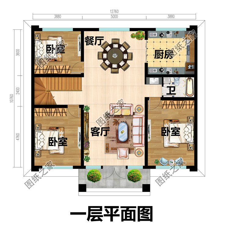 140平米平屋顶二层新农村自建