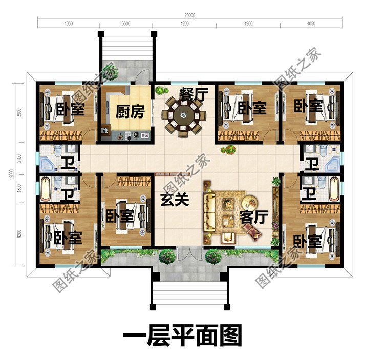 农村自建房五间一层别墅