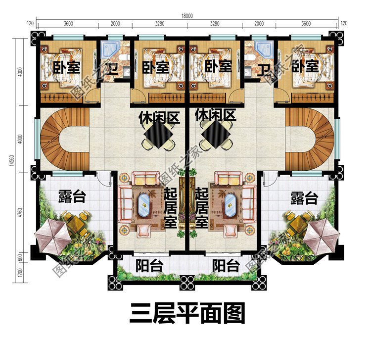 兄弟合建三层欧式双拼别墅