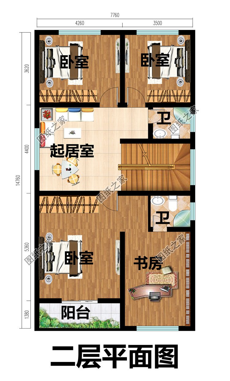 小面宽的农村简单四层平屋顶