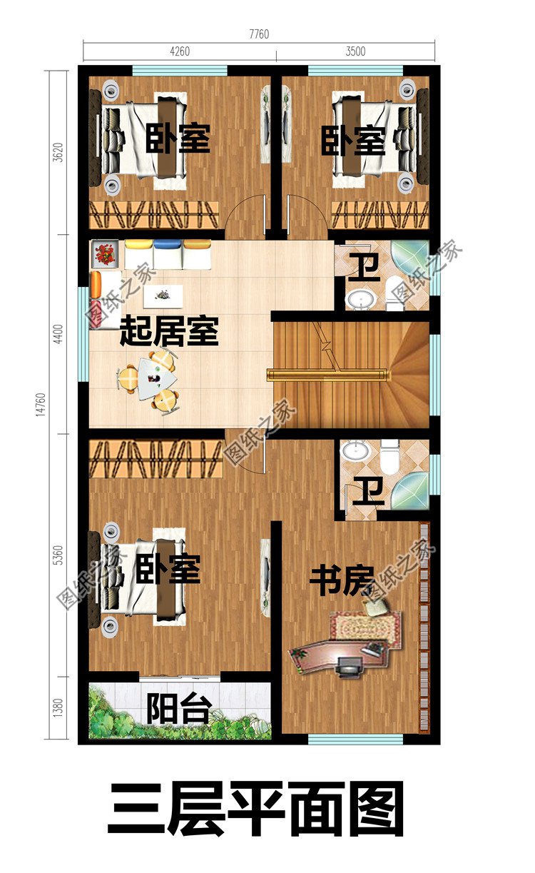 小面宽的农村简单四层平屋顶