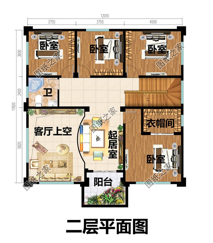 农村三层复式房屋设计施工图