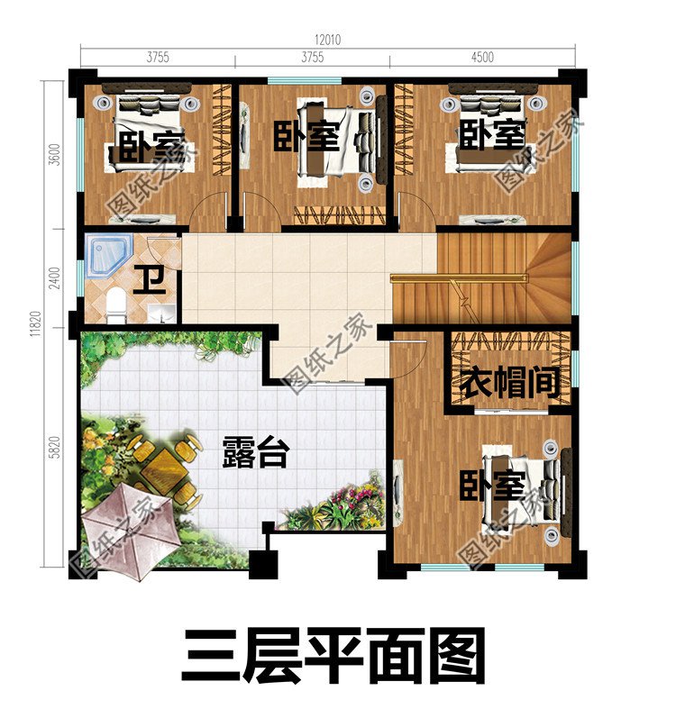 农村三层复式房屋设计施工图